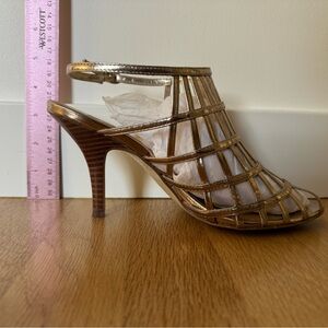 Gold cage sandals, size 7, Banana Republic